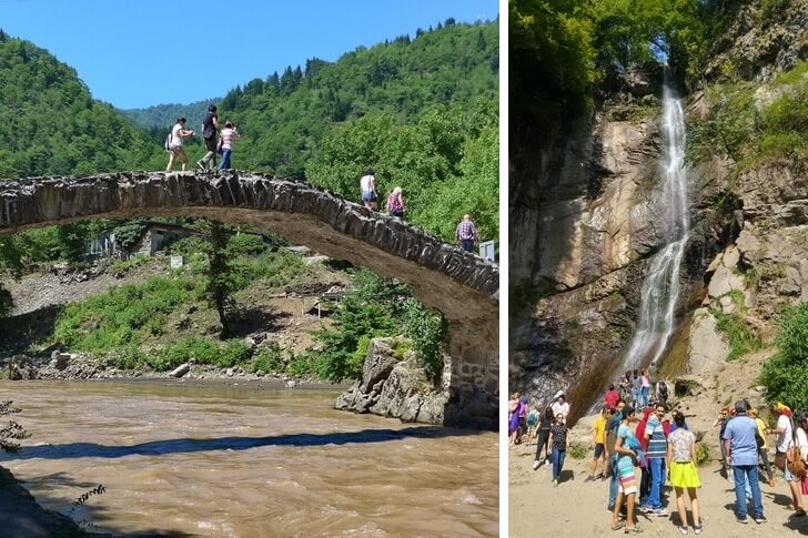 Водопад Махунцети и мост царицы Тамары.